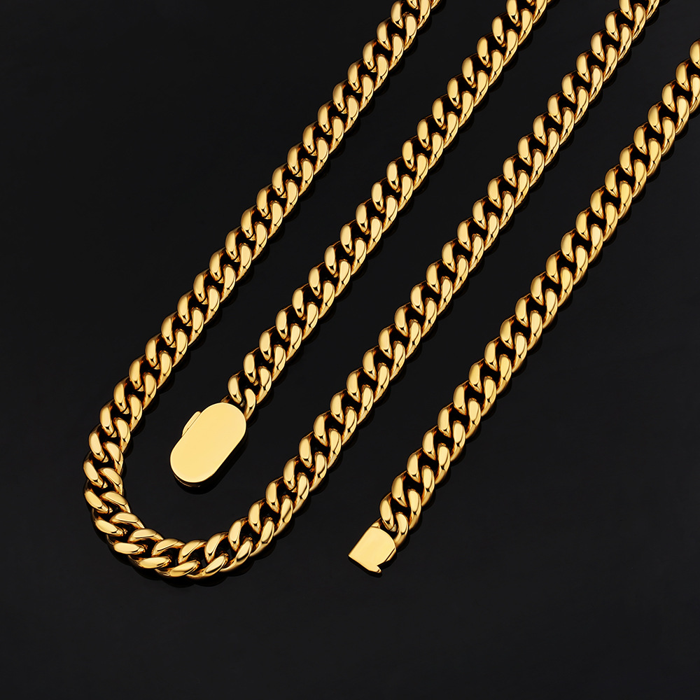 Men's 10mm Stainless Steel Cuban Chain Necklace – Punk Hip-Hop Style