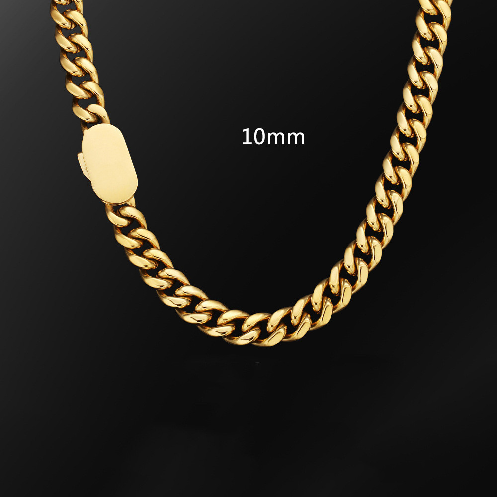 Men's 10mm Stainless Steel Cuban Chain Necklace – Punk Hip-Hop Style