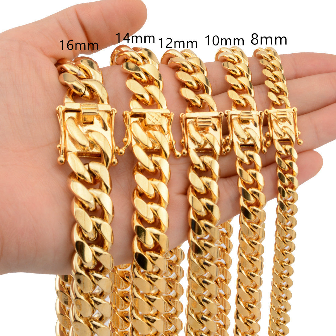 Stainless Steel Cuban Link Necklace in Gold Finish