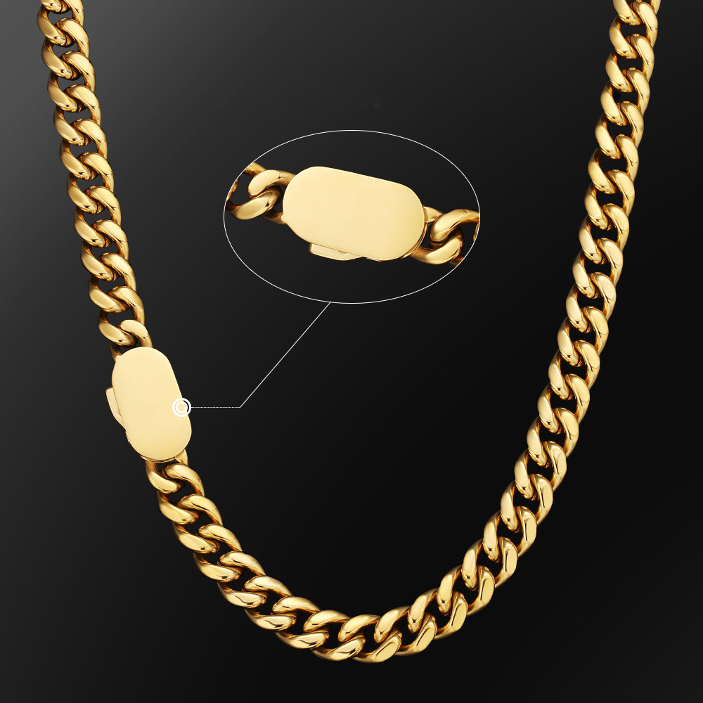 Men's 10mm Stainless Steel Cuban Chain Necklace – Punk Hip-Hop Style