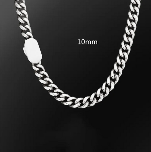 Men's 10mm Stainless Steel Cuban Chain Necklace – Punk Hip-Hop Style